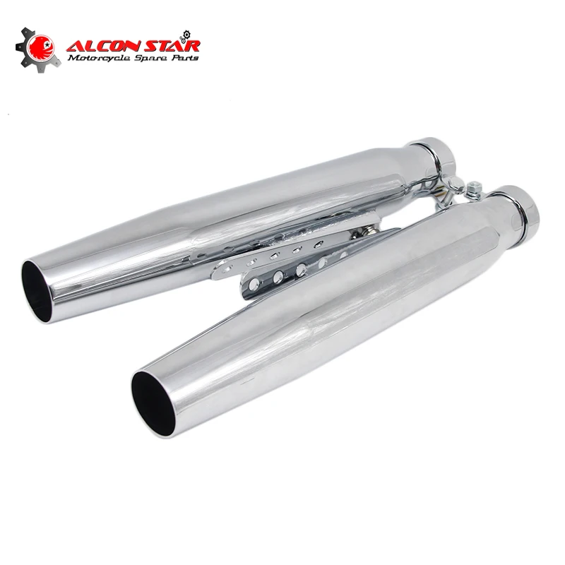 Alconstar-one Pair Universal Motorcycles Tapered Slip-On Exhaust Muffler Pipe Fit for Harley Bobber Chopper Cafe Racer Racing
