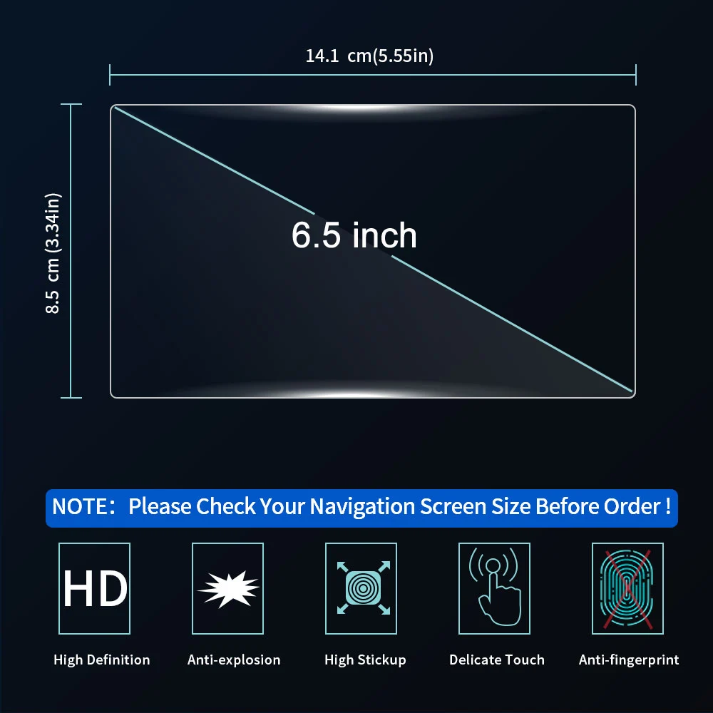 6.5in/8in для VW Volkswagen Tiguan Автомобильный gps навигационная экранная наклейка Закаленное стекло Защитная пленка для экрана - Название цвета: 141mmx85mm 6.5in