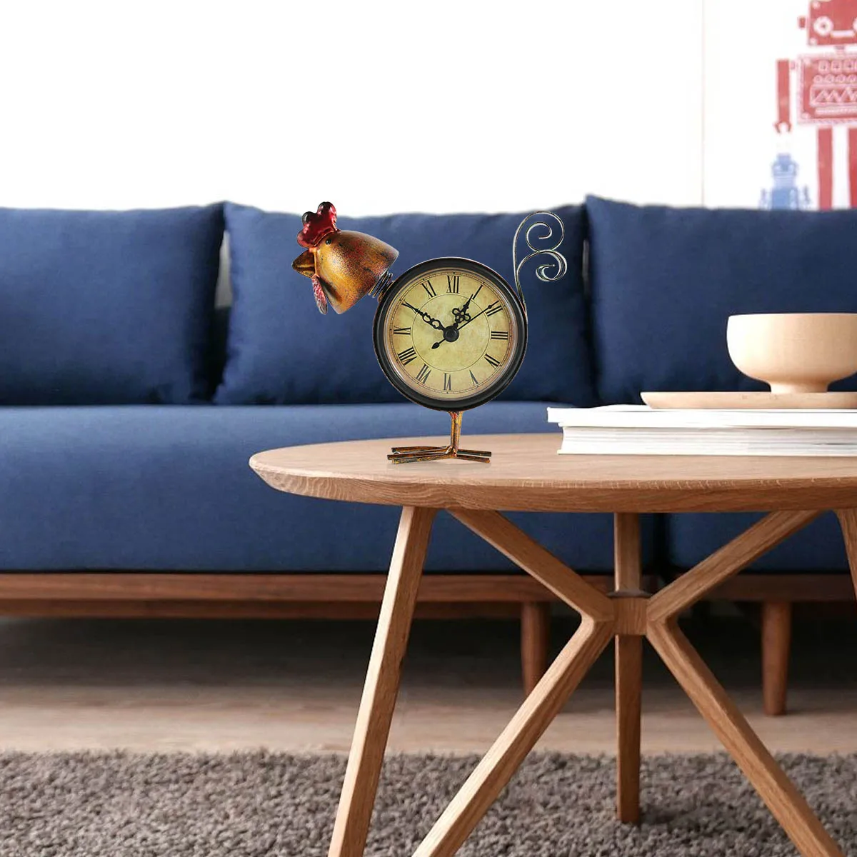 

Tooarts Handmade Chick Clock Vintage Metal Chick Figurine Mute Table Clock Practical Clock One AA Battery Office Home Desktop