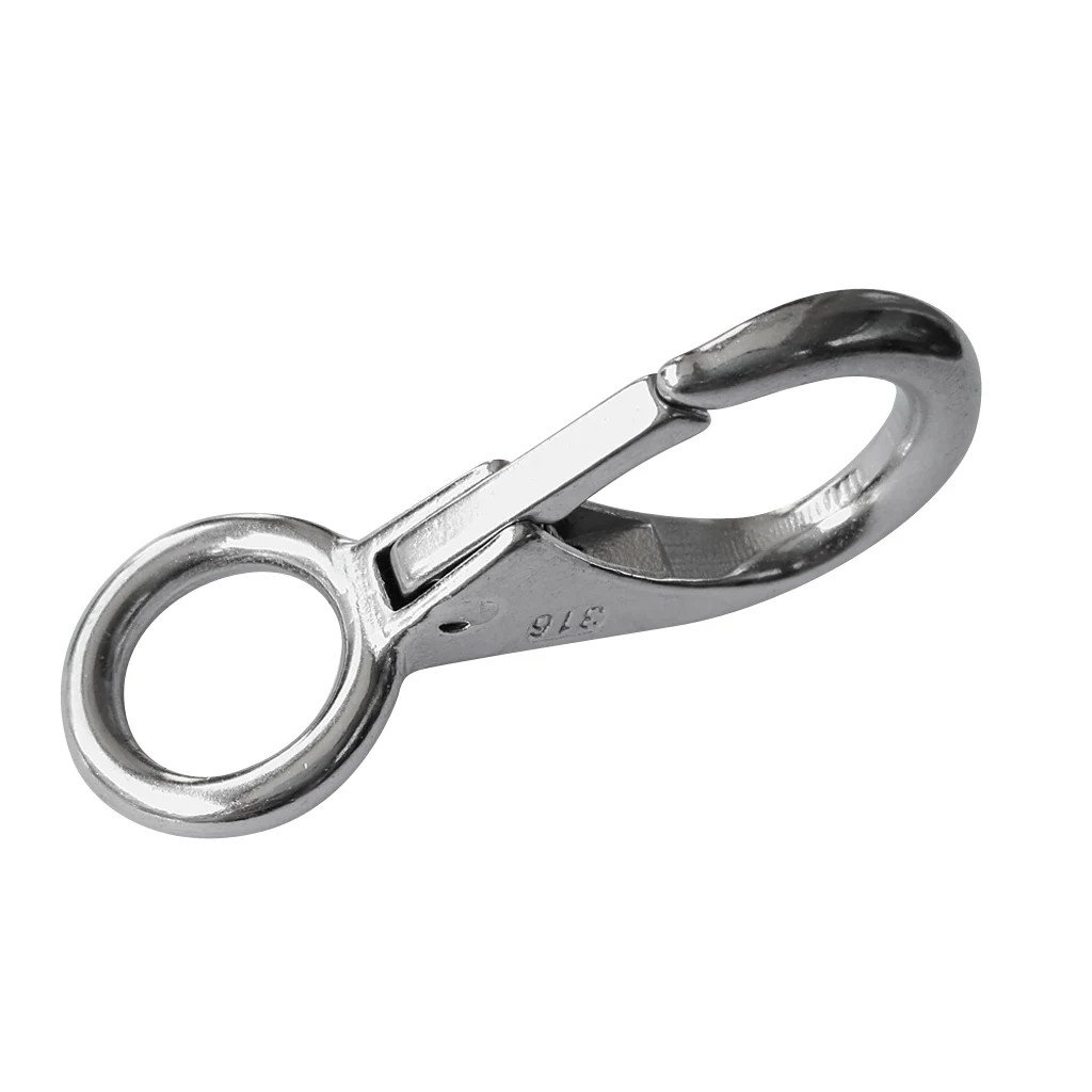 MagiDeal Boat Snap Spring Hook Marine Boat Fast Eye Spring Snap Hook 316 Stainless Steel Hook Carabiner - Silver 