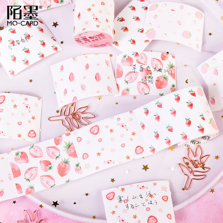Креативная клейкая лента Kawaii Strawberry для письма с квадратными нотами васи DIY