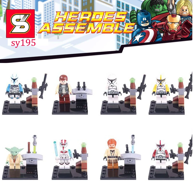 

8pcs star wars super heroes marvel Han Solo Rey storm troops building blocks model bricks toys for children juguetes