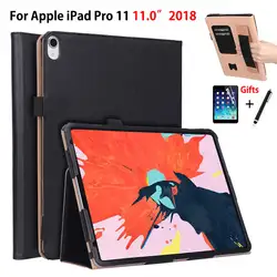 Роскошный чехол для iPad Pro 11 "(2018) Smart Cover Funda для нового iPad Pro 11 дюймов 2018 PU кожаный ручной держатель стенд в виде ракушки + пленка + ручка