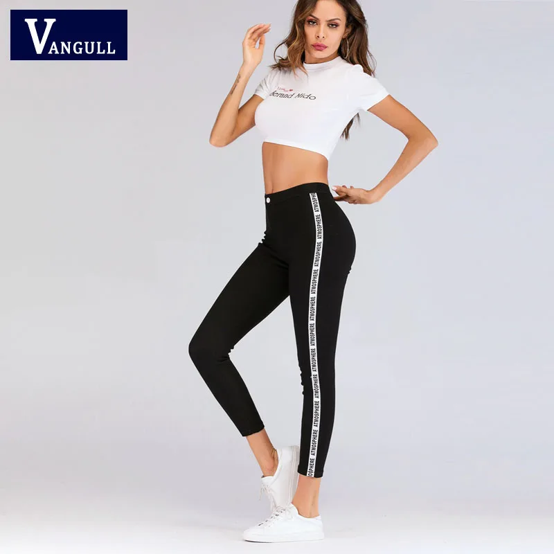 Vangull весенне-зимние женские джинсы-карандаш с высокой талией и карманами, повседневные джинсовые обтягивающие черные узкие брюки