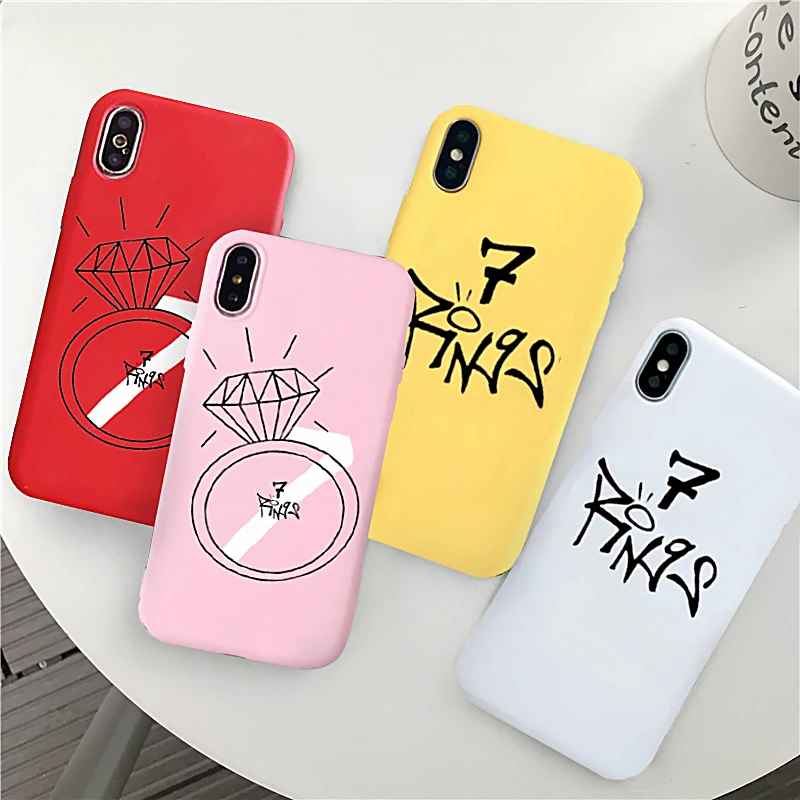 GYKZ Fashion Ariana Grande 7 Rings Soft Silicone Phone Case For iPhone 7 XS MAX XR X 6 6s 8 Plus
