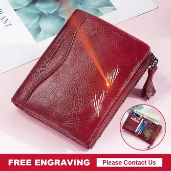 

GZCZ 100% Genuine Cowhide Leather Men wallet PORTFOLIO Male Purse Small Portomonee With Short Fashion Mini Walet Free Engraving