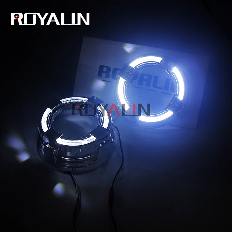  ROYALIN LED Car Projector Lens Shrouds For Mini Quadrod Masks 3.0 Inch White Daytime Running Light  - 32983052753