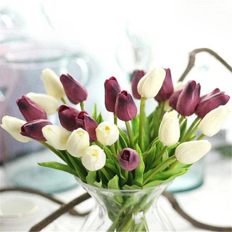 3pcs Artificial Tulips fake Flowers PU flores artificiales para decora