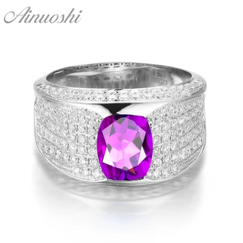 

AINUOSHI Natural Amethyst BowKnot Ring Pure 925 Sterling Silver Ring 1.25ct Oval Cut Gemstone Engagement Women Ring Jewelry Gift