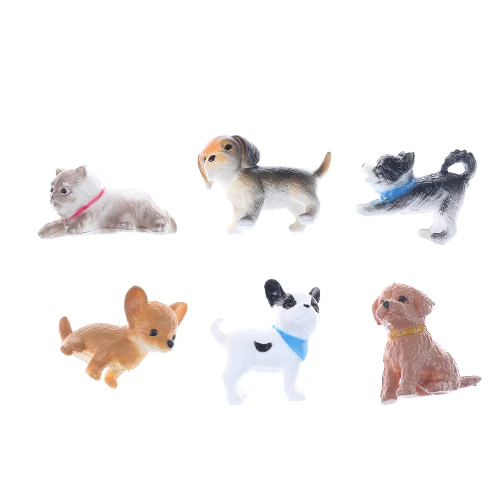 

6pcs/lot Simulation Cat And Dog Dollhouse Miniature Model Doll House Decoration Gift Dolls Accessories 1:12 Scale