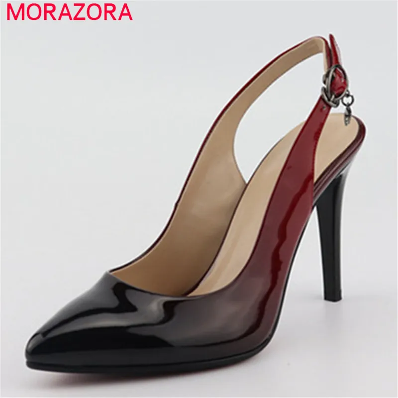 

MORAZORA 2019 big size 46 women pumps pointed toe summer slingback shoes buckle sexy super high heels party wedding shoes woman