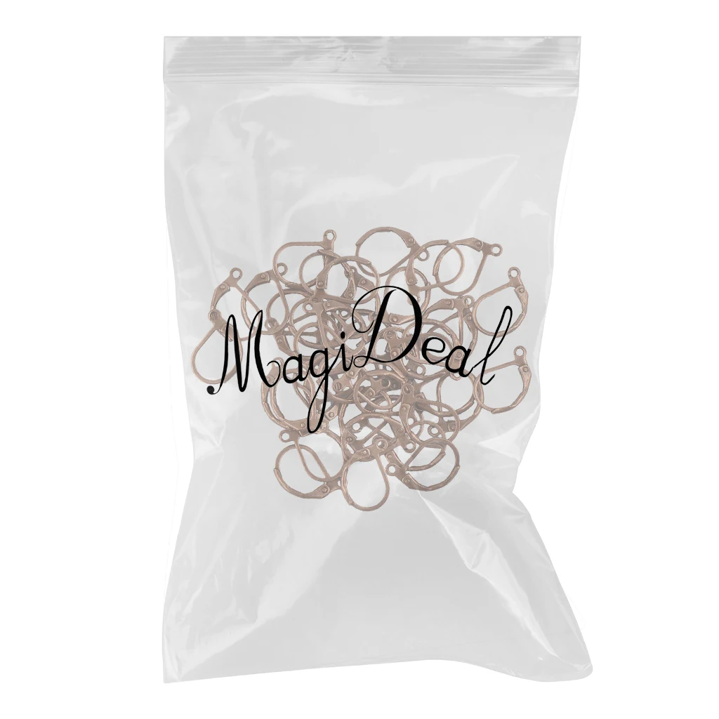 Phenovo 50 Pcs French Leverback Earrings Findings Earwire Hooks Open Loop Accessories DIY Jewelry Components - Copper 