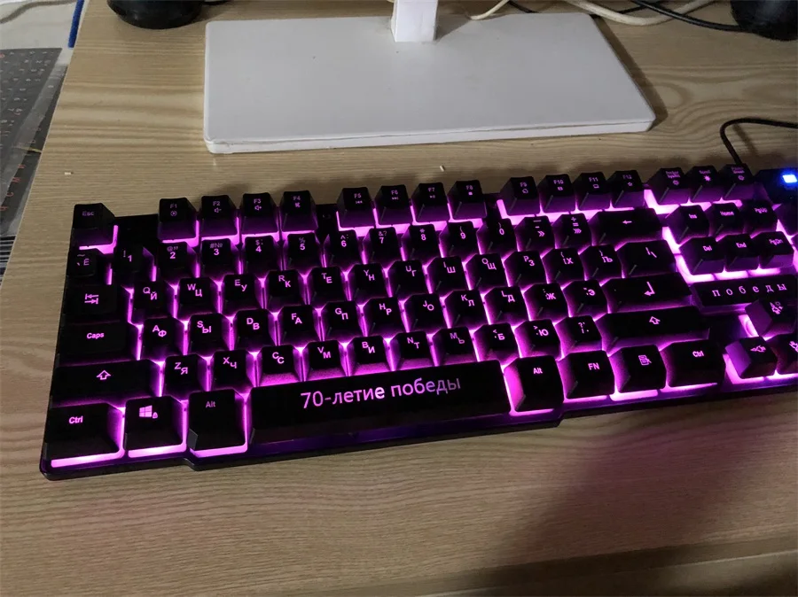 DBPOWER русский/английский 3 Цвет подсветки Gaming Keyboard Teclado геймер плавающий светодиодной подсветкой USB с подобными Механическая Feel