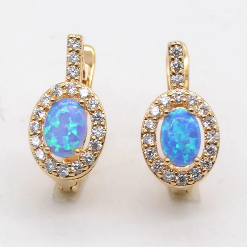 

JINYAO Jewelry Nobby Fire Opal AAA Zircon Earrings Champagne Gold Color For Women Anniversary Jewelry 5colors