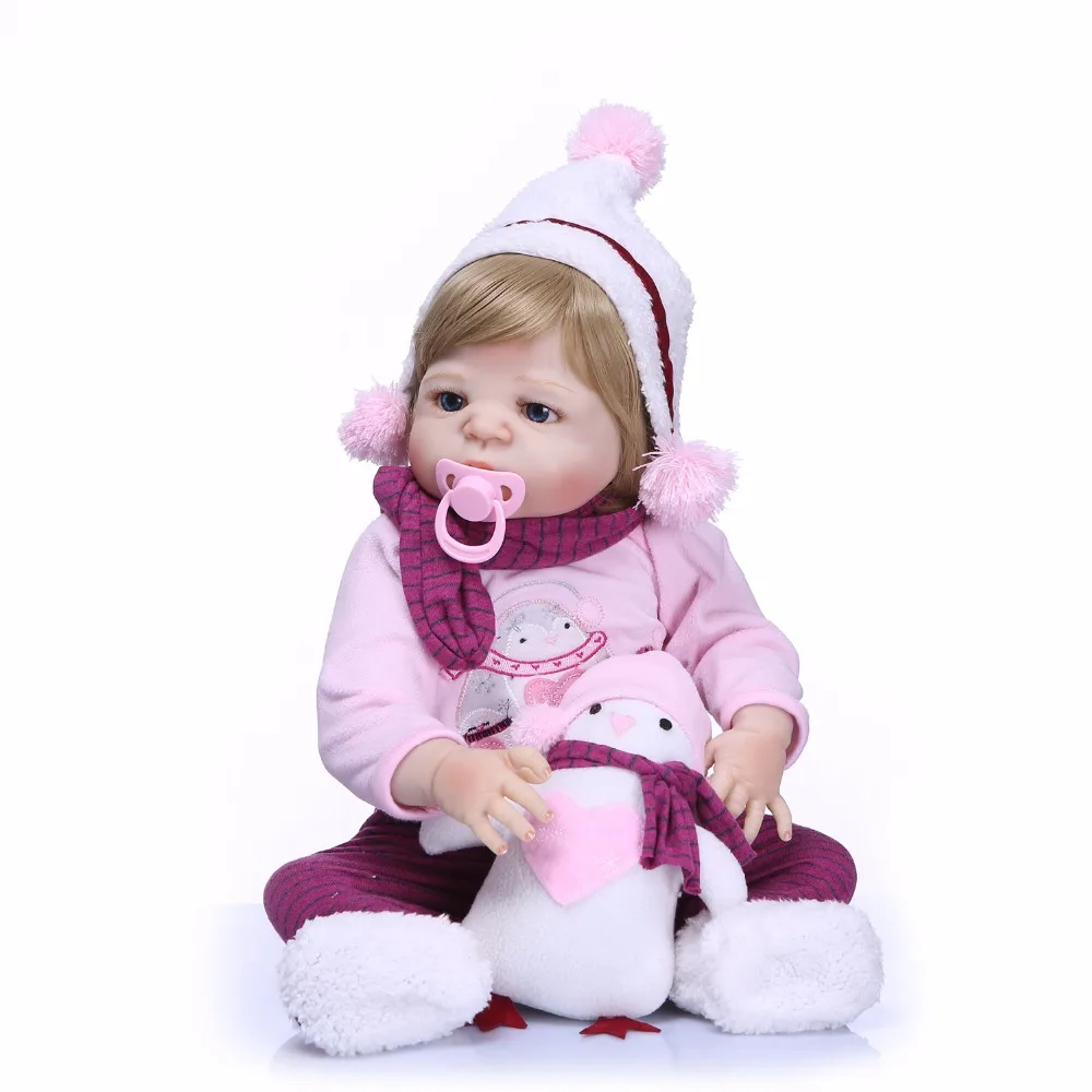 

Bebe 55cm Full Body Silicone Reborn Baby real dolls Toys Lifelike girl Doll Child Birthday Gift bonecas Brinquedos Xmas gifts