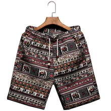 Летняя новая мода бутик хлопок лен мужские повседневные пляжные шорты с принтом прямые свободные мужские s повседневные шорты большой размер S-5XL