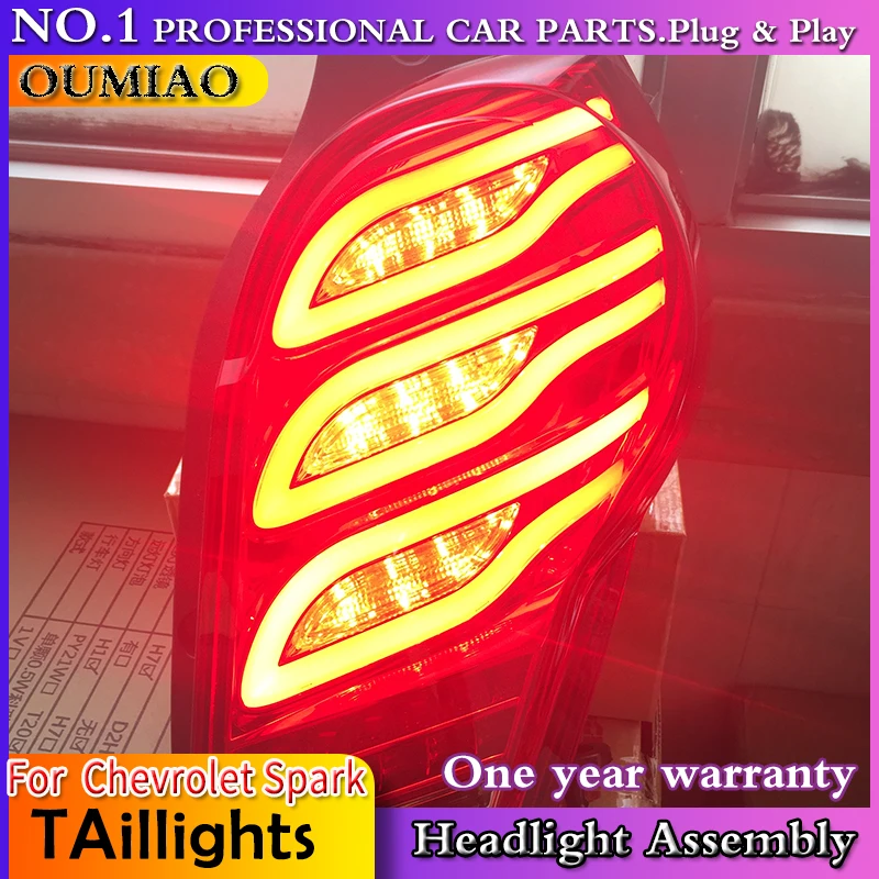

OUMIAO Car taillight for Chevrolet Spark Tail Lights 2010 2011 2012 2013-2017 New Spark LED Tail Light Rear Lamp DRL+Brake+Park+