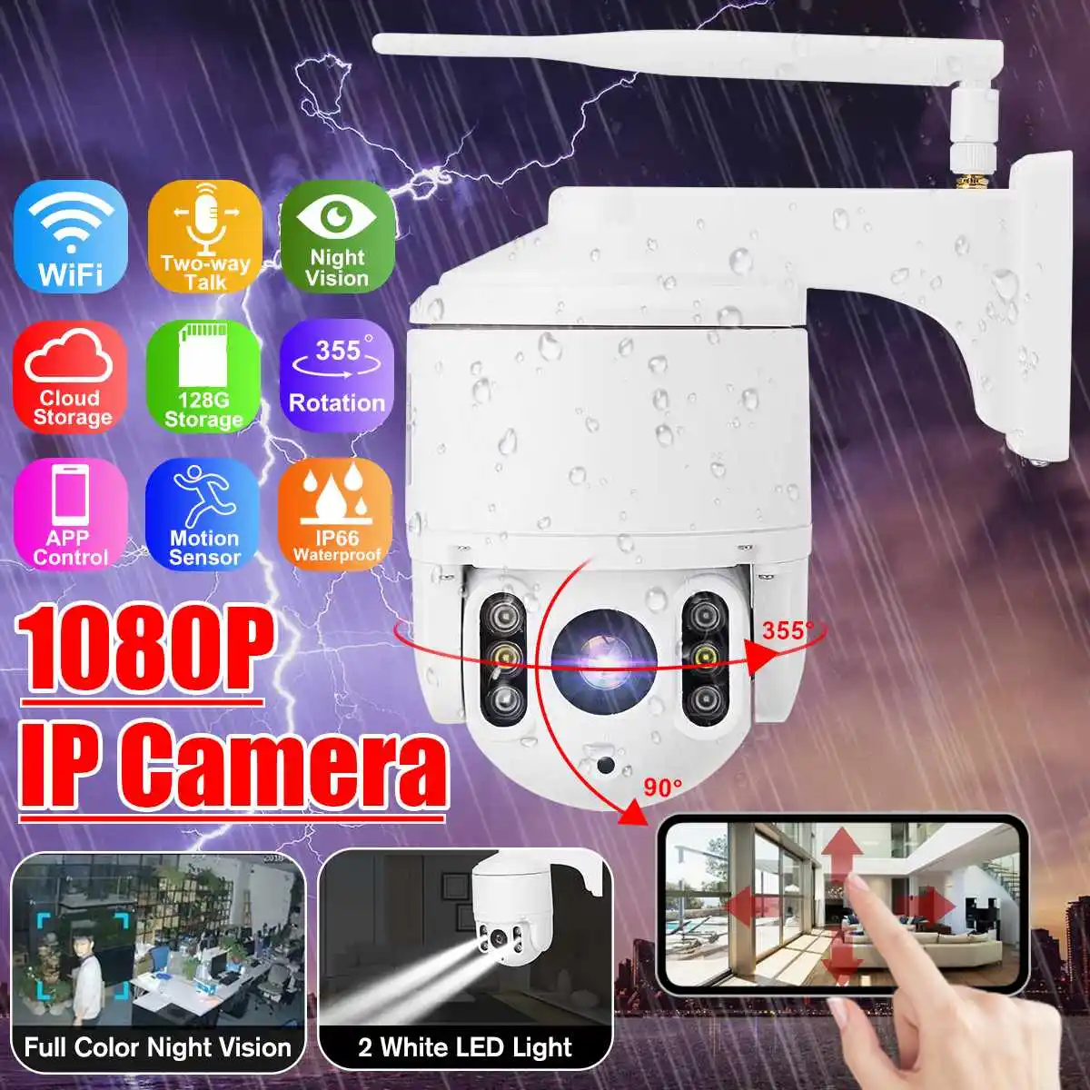 

IP Camera 1080P PTZ WIFI Camera Mini Wireless Security Camera IR CCTV Night Vision Webcam Two-Way Audio Home Surveillance