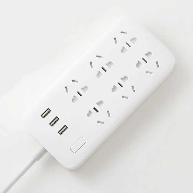Xiaomi Mijia power Strip 1,8 m(5.9ft) 6 розеток 10A 250V 2500W 3USB порта 5V 2.1A Быстрая зарядка защита от перегрузки Высокое качество Pl - Цвет: 6Socket 3usb