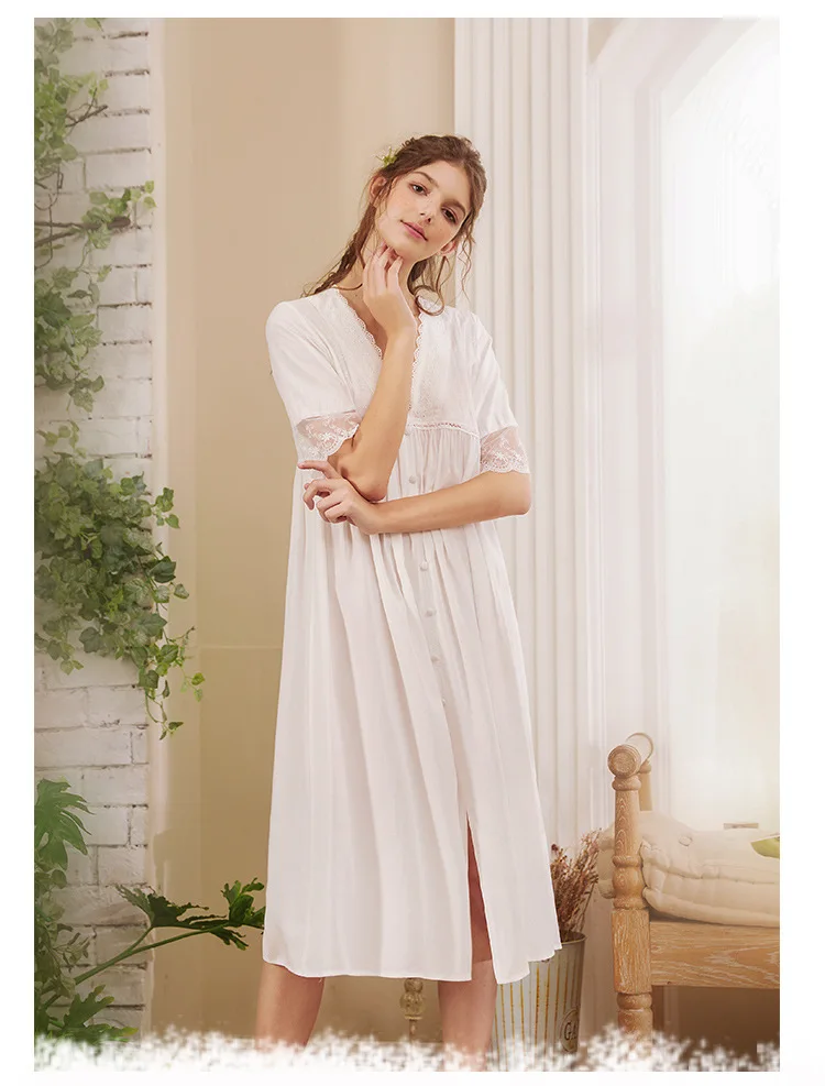 Женская модная белая сексуальная ночная рубашка, кружевное нижнее белье, ночная рубашка, роскошная ночная рубашка, женское придворное
