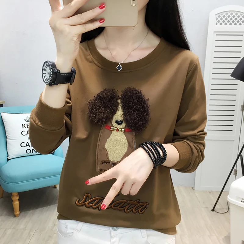 Shintimes الحيوان T قميص المرأة الخريف والشتاء تي شيرت طويلة الأكمام فضفاضة زائد حجم شيرت إمرأة المحملة قميص فام Poleras موهير Shintimes الحيوان T قميص المرأة الخريف والشتاء تي شيرت طويلة الأكمام فضفاضة زائد حجم شيرت إمرأة المحملة قميص فام Poleras موهير