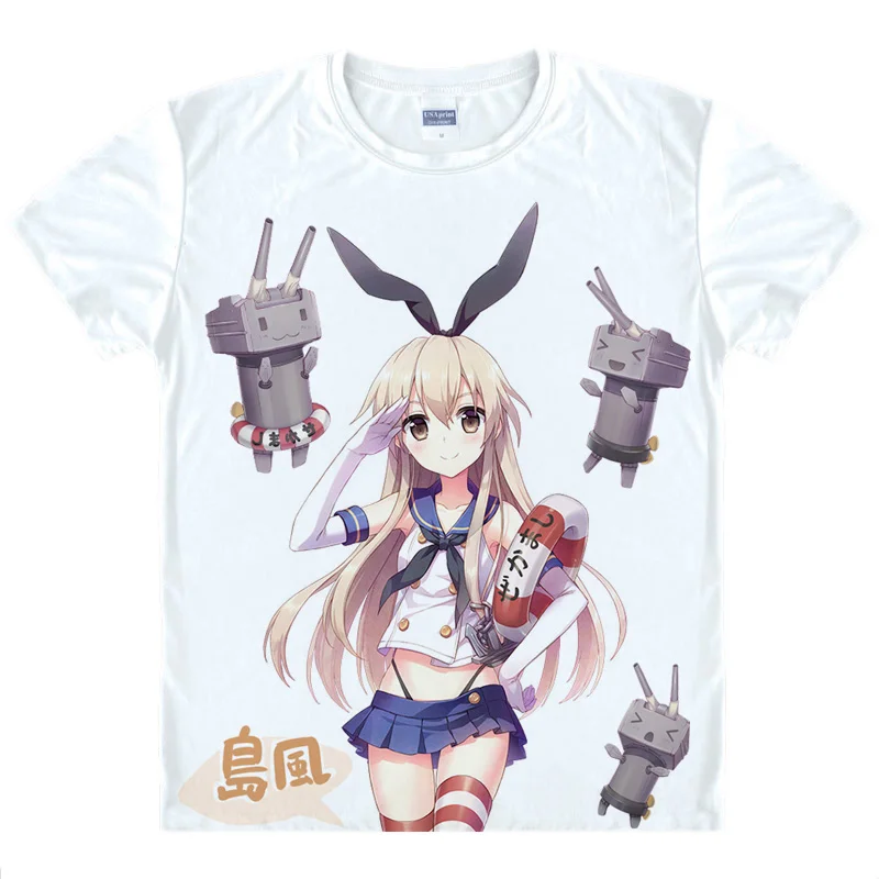 Аниме Kantai Collection Kancole Shimakaze Kongo Northhime Милая футболка летние топы с коротким рукавом
