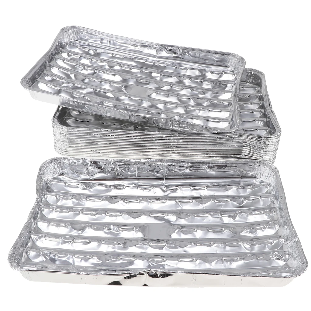 Pack of 20, Rectangular Cake Baking Plate Disposable Aluminum Foil BBQ Grill Pans