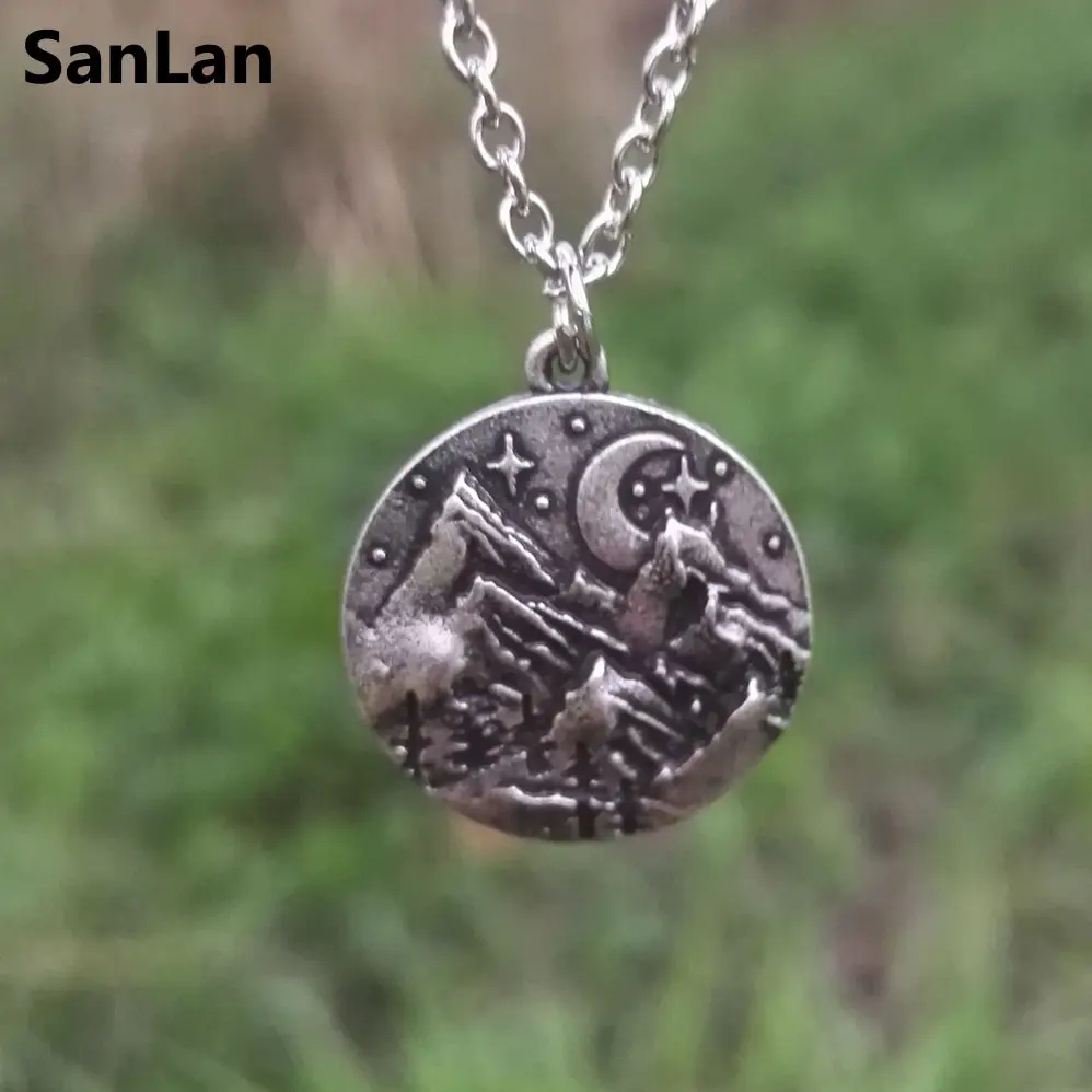 SanLan Starry Night Jewelry Nature Mountain pendant Mountains Moon