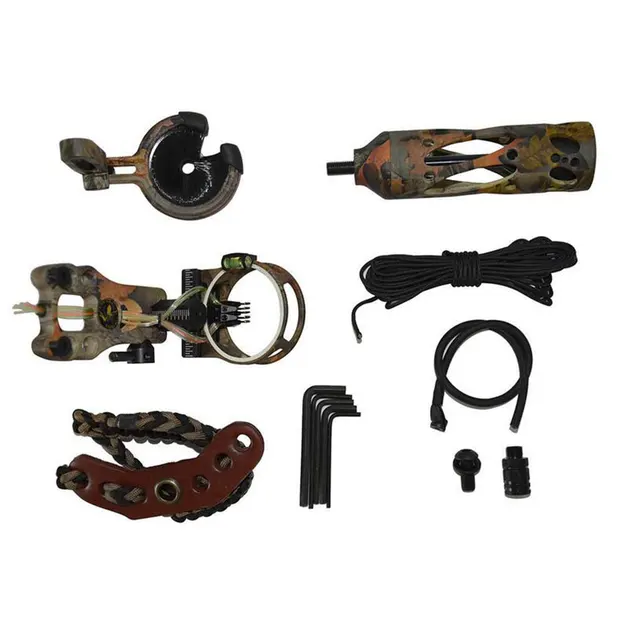 Best price at $102 Cheap Archery upgrade combo,bow sight,arrow rest,bow stabilizer,peep sight,braided bow sling,D-loop, 6pcs allen key for Compound Bow