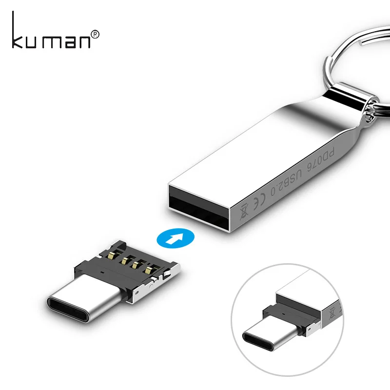 Kuman OTG USB адаптер USB к TypeC или MicorUSB адаптер конвертер для флешки USB флэш-накопитель ручка-накопитель к телефону Мышь Клавиатура