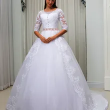 Из прозрачной ткани иллюзия арабских плюс Размеры свадебное платье Бисером Пояс суд бальное платье для процессии на шнуровке винтажные Свадебные платья W0054