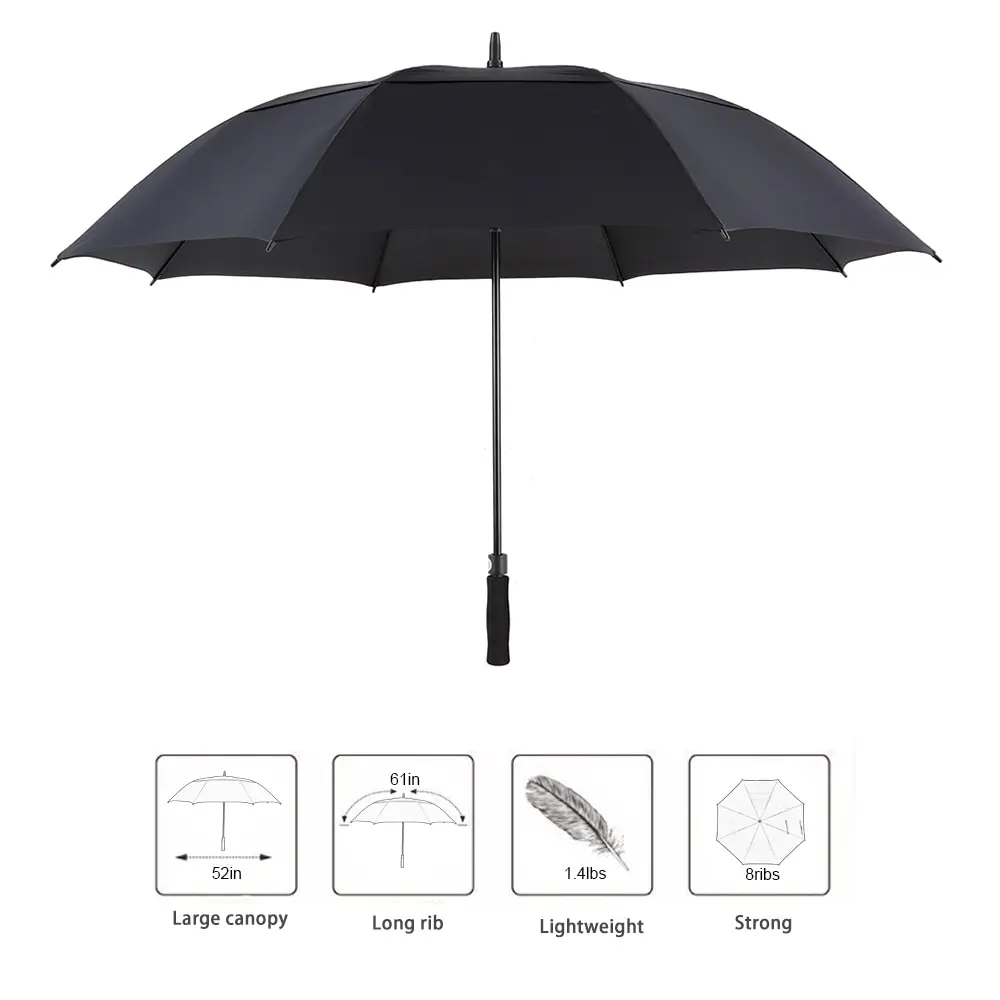 

61 Inch Golf Umbrella Oversized Automatic Auto Open Outdoor Extra Large Double Canopy Ventilated Windproof Stick Umbrella