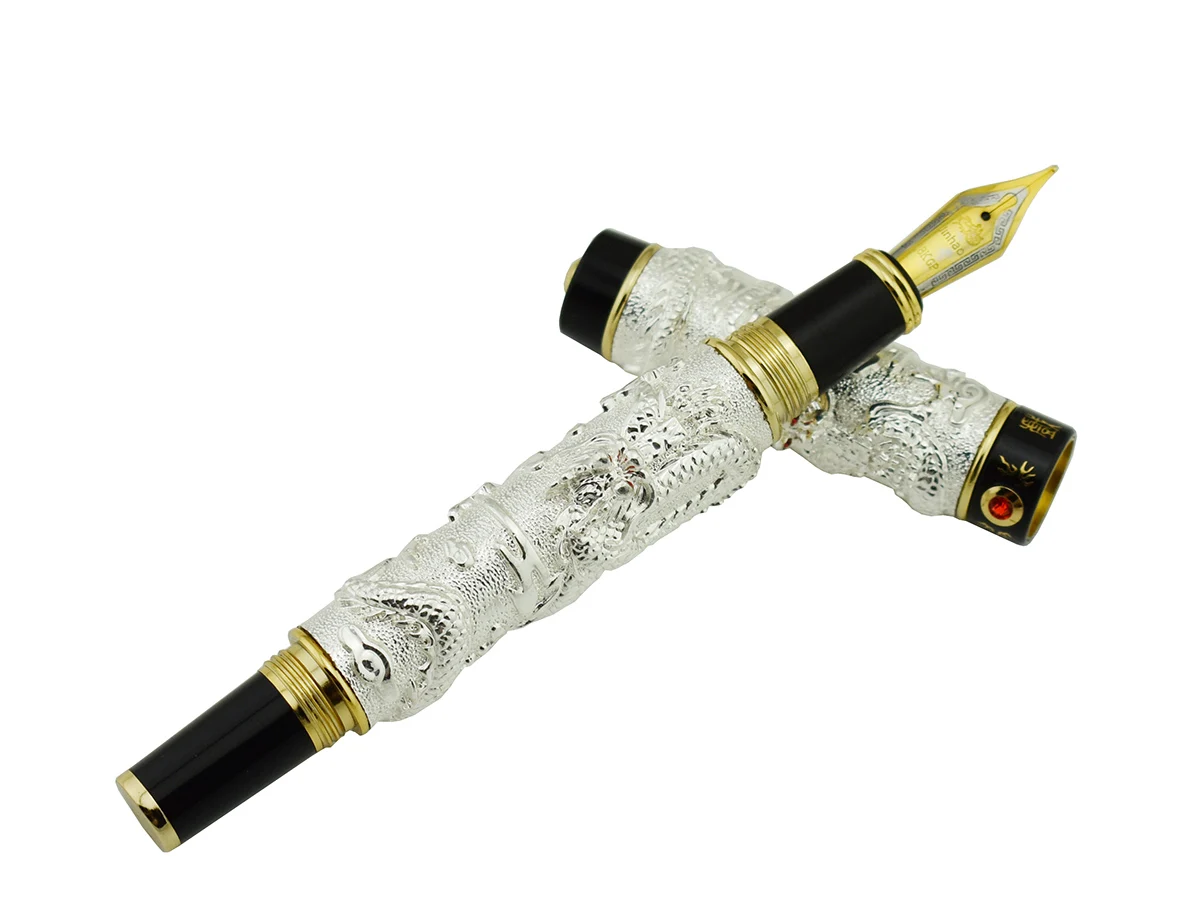 Jinhao vintage duplo dragão caneta tinteiro, luxuoso