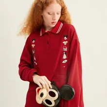 Новая женская футболка осень-зима вышивка в полоску Тонкий вязаный Топ с коротким рукавом лацканы повседневные топы футболка одежда