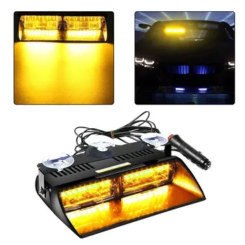

DC 12V 16 LED Flashing Light Car 18 Mode Amber S2 Suction Cups Emergency Police Flash Strobe Warning Way Clearing Light