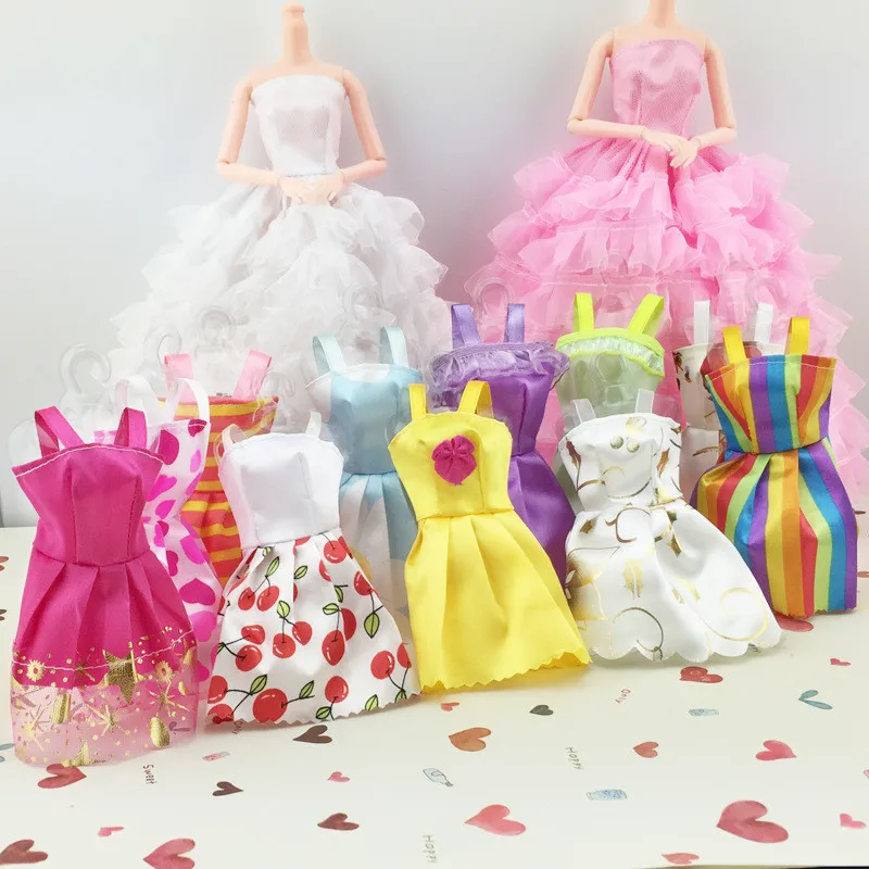 

New 10pcs/set Handmade Party Clothes Fashion Coloful Dress For Barbie Doll Best Gift Toys Fit 11.0" / 28cm Doll Great Gift