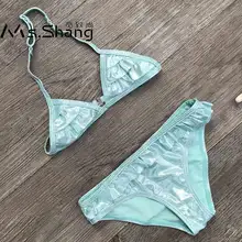 Купальный костюм для девочек 4-10 лет, детский купальный костюм из двух предметов, бикини с оборками для девочек, топ с лямкой на шее, купальный костюм синего цвета для девочек