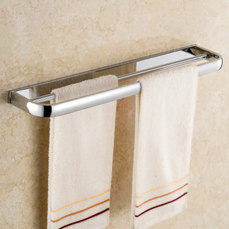 

Chrome Double Towel Bar Wall Mounted Bathroom Towel Rail Rack Holder Bathroom Accessories KD893