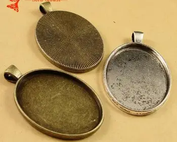 

30*40mm Inner Size Vintage Alloy Antique Bronze Oval Pendant Tray Mental Base Pendants