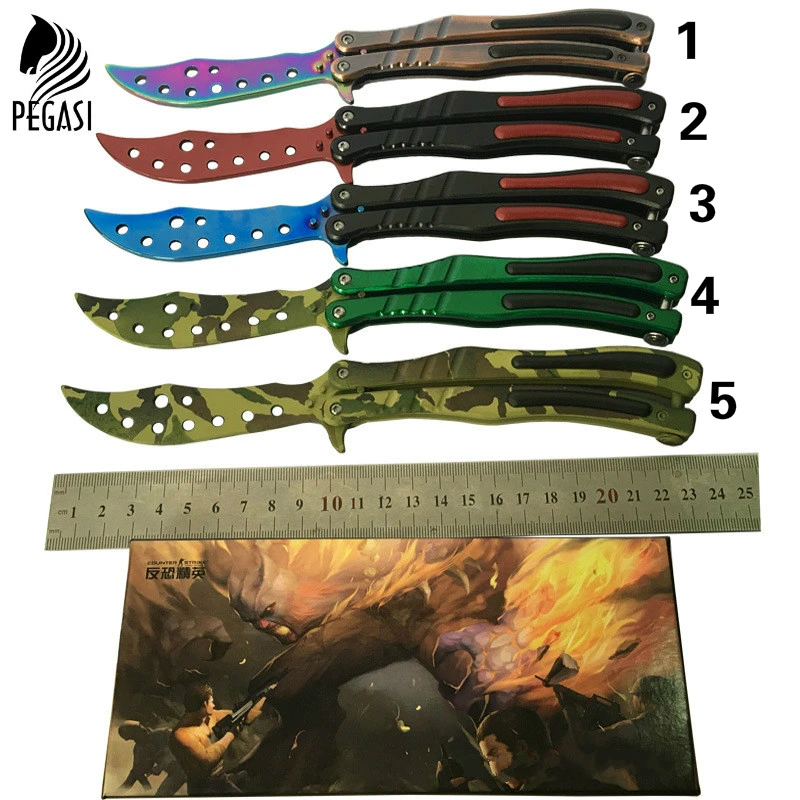 CS Butterfly In Knife Titanium Coated Training Folding Knife Butterfly