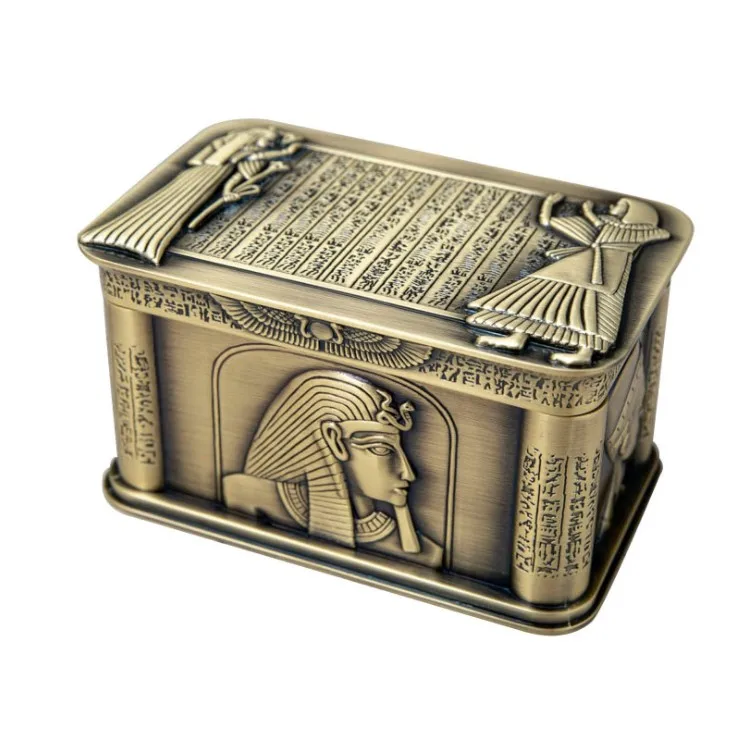 Египетский стиль бронзовый цвет металлический контейнер для хранения ювелирных изделий Органайзер металлический кейс ящик Органайзер Z189