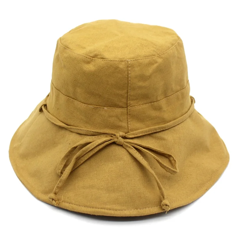 Ditpossible Новая женская летняя шляпа льняная хлопковая Панама Шляпы Панамы gorro женские кепки пляжная шляпа - Цвет: yellow