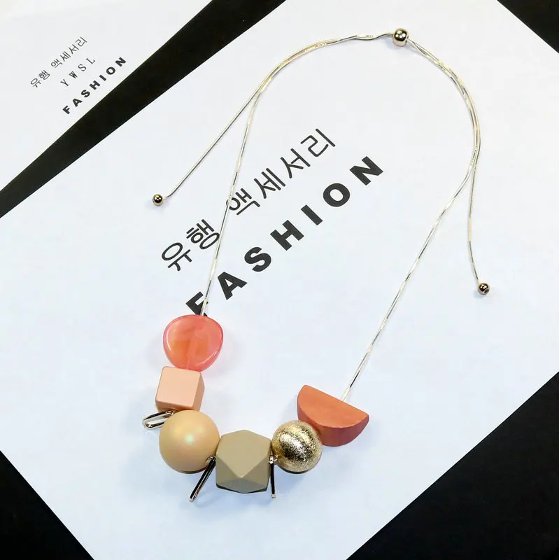 

Semi-circle Wooden Beads Chain Necklace Collar Good Resinas Bead Pendants Women Fashion Jewelry Boho Free Shiping for Bestfriend