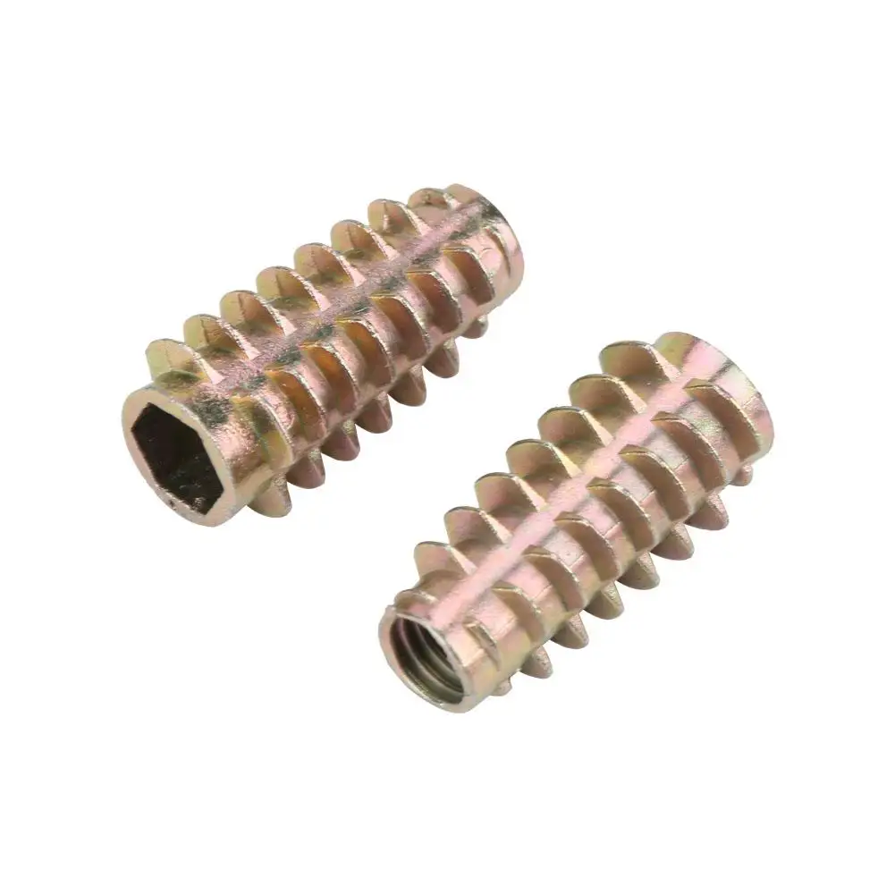 6X20mm 50 шт сплава мебель шестигранный привод гайка с резьбой для древесины вставки стиль Модные - Цвет: 6X20mm