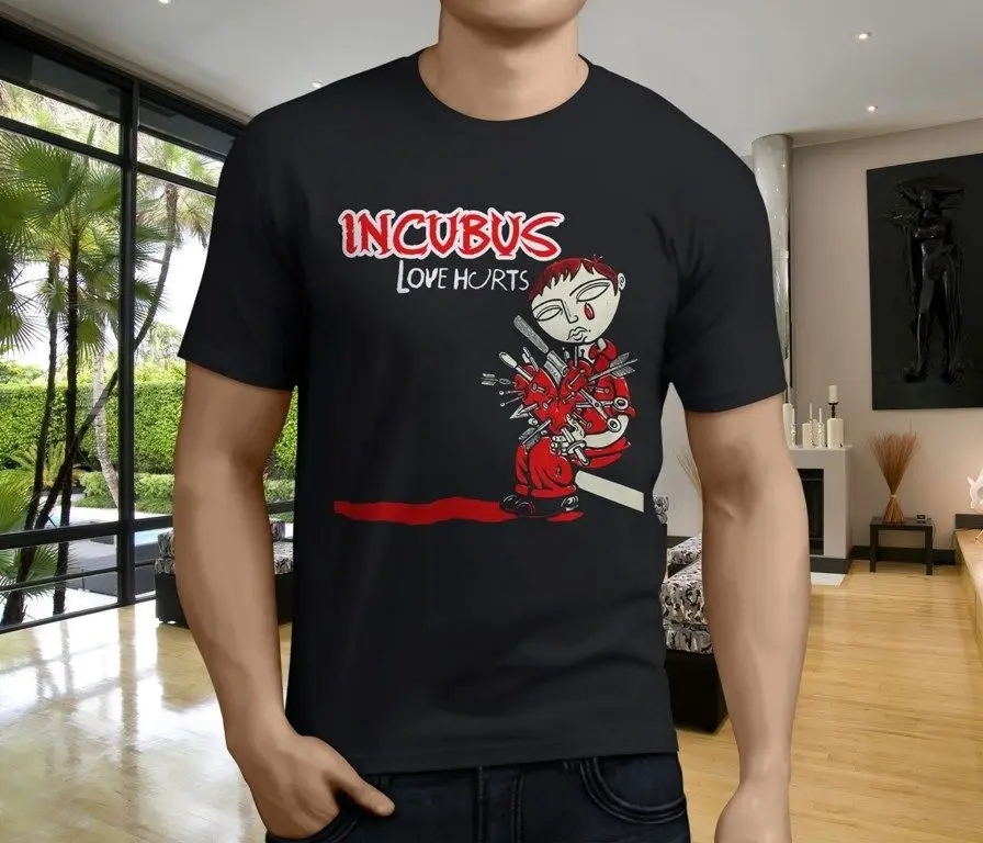 

New Popular Incubus Love Hurts Rock Band Men's Black T-Shirt Size S-3XLSummer short sleeves