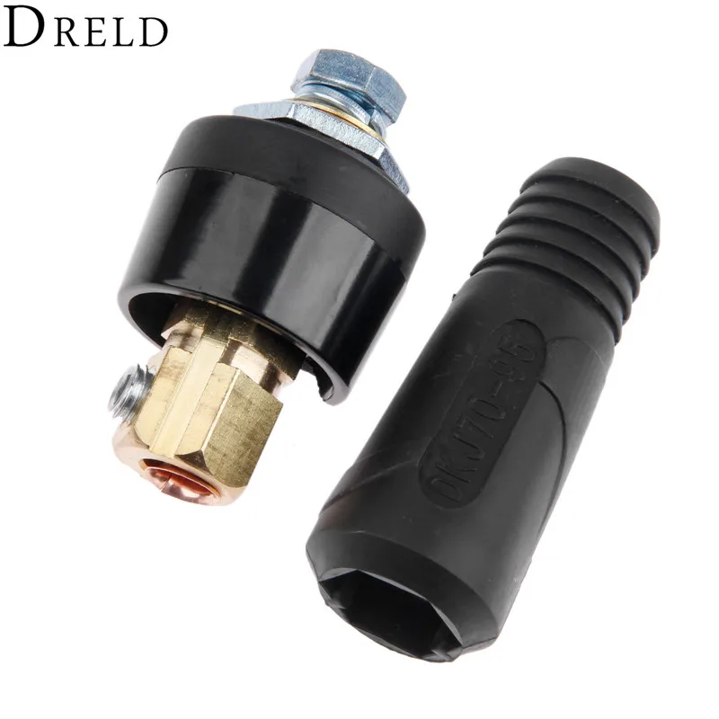 DRELD 2pcs/set Quick Fitting DKJ70-95 400A-500A Cable Connector-Plug with DKZ70-95 Connector-Socket for TIG Welding Machine DRELD 2pcs/set Quick Fitting DKJ70-95 400A-500A Cable Connector-Plug with DKZ70-95 Connector-Socket for TIG Welding Machine