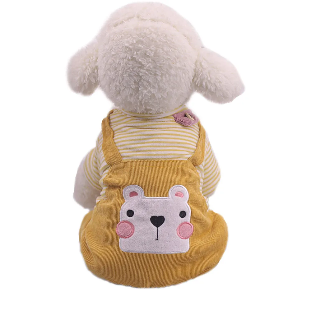 

dogs pets clothing Warm Winter Cotton Clothes Cartoon Bear Pattern Four-Legged Striped Coat elk dog costume
