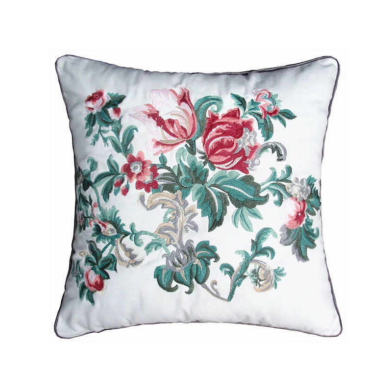 RUBIHOME European Chinese Style Flower Plant Design Decorative Cover Waist Throw Pillowcase Home Decor Sofa Seat