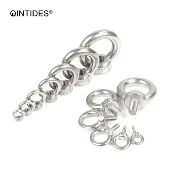 

QINTIDES M12 M14 M16 M18 M20 Lifting eye nuts and Eye bolts Stainless steel Ring eyebolt Ring nut