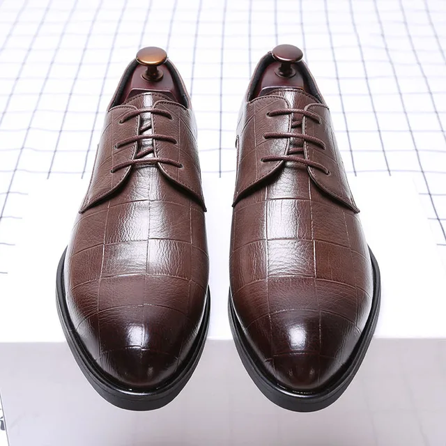 British Fashion Pointed Toe Men Dress Shoes Lace up